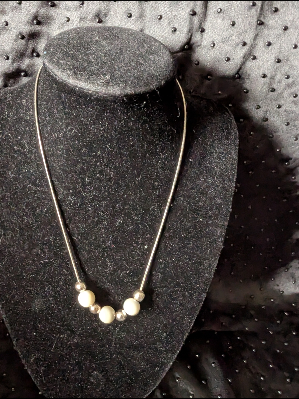 Classic Vintage Faux Glass Pearly Accent Necklace - Women Jewelry #51